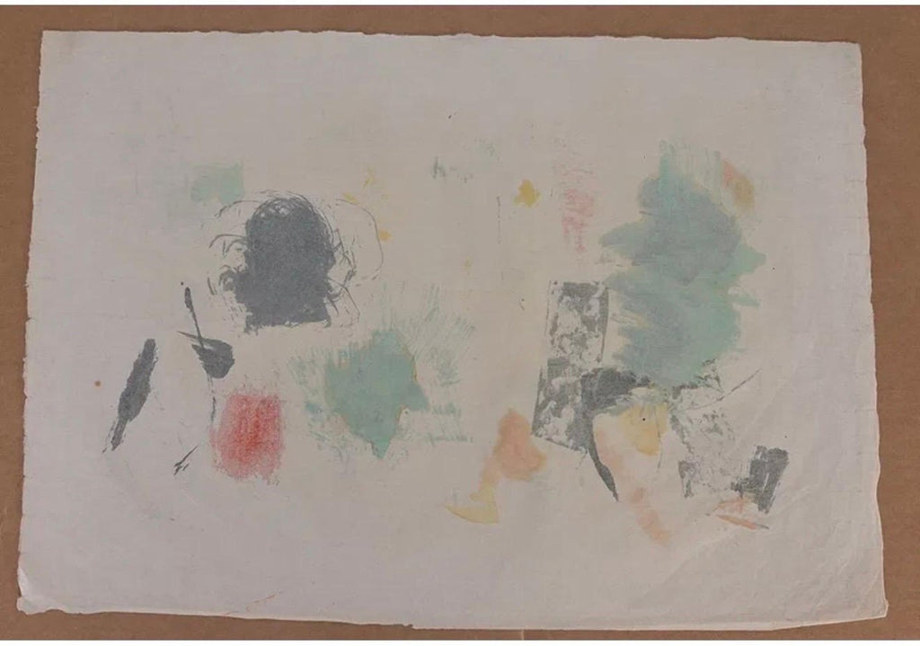 Abstract Expressionist Gouache Oil Painting on Paper John Von Wicht WPA Artist