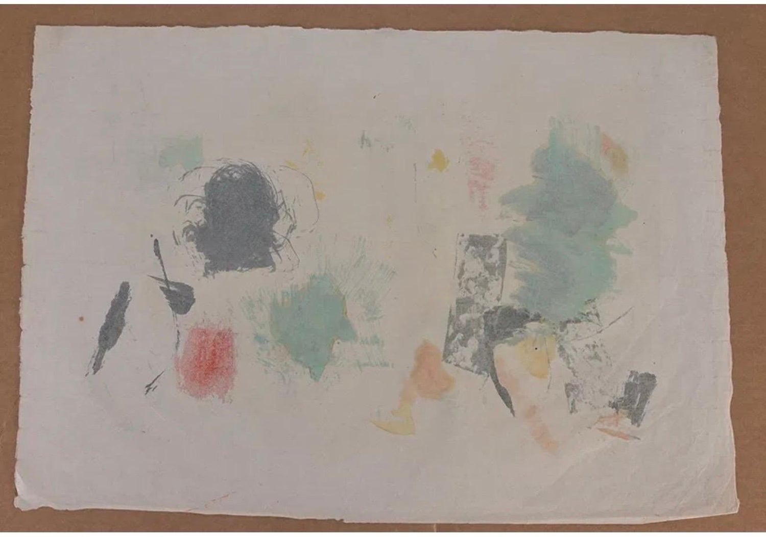 Abstract Expressionist Gouache Oil Painting on Paper John Von Wicht WPA Artist