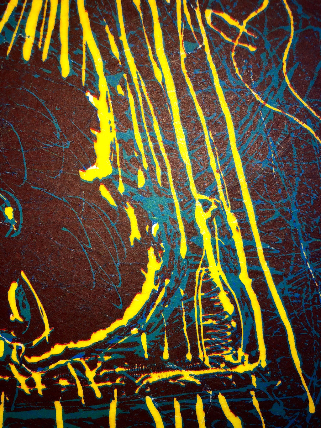 Large Abstract Expressionist Figure Handmade Paper Etching Silkscreen Print