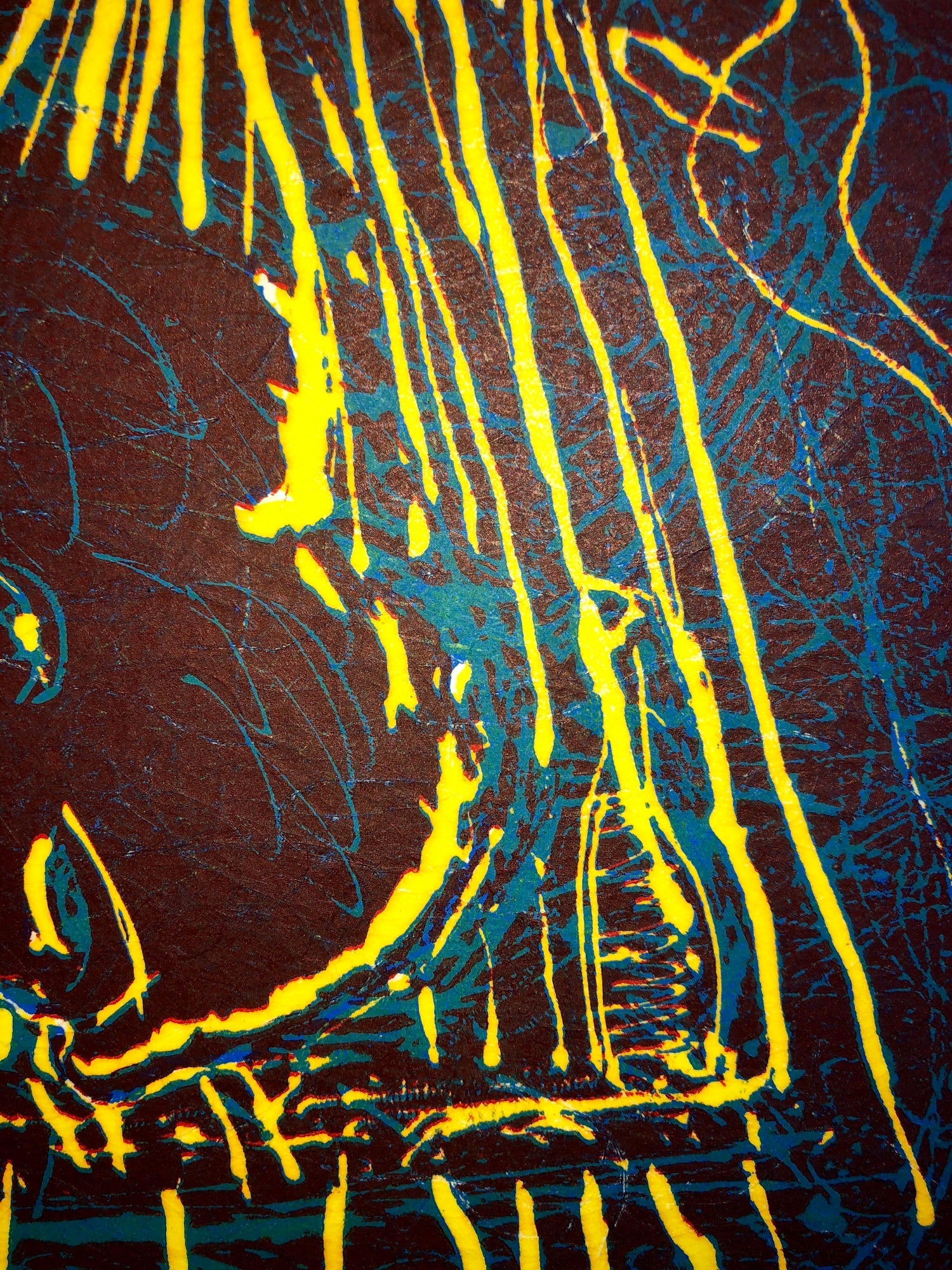 Large Abstract Expressionist Figure Handmade Paper Etching Silkscreen Print