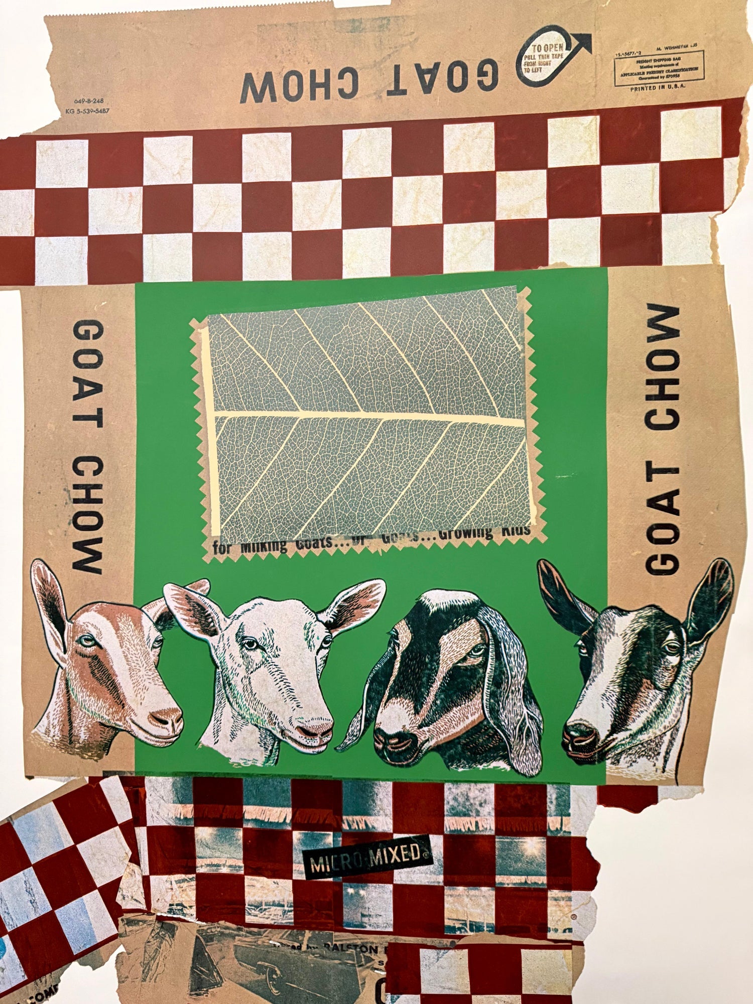 Large Pop Art Screenprint Collage Photo Lithograph Goat Chow Robert Rauschenberg