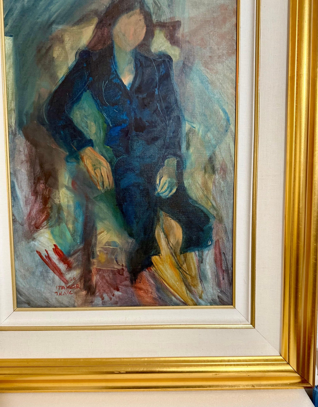 Rare Jewish Yemenite Woman Oil Painting Israeli Girl Judaica Itamar Siani
