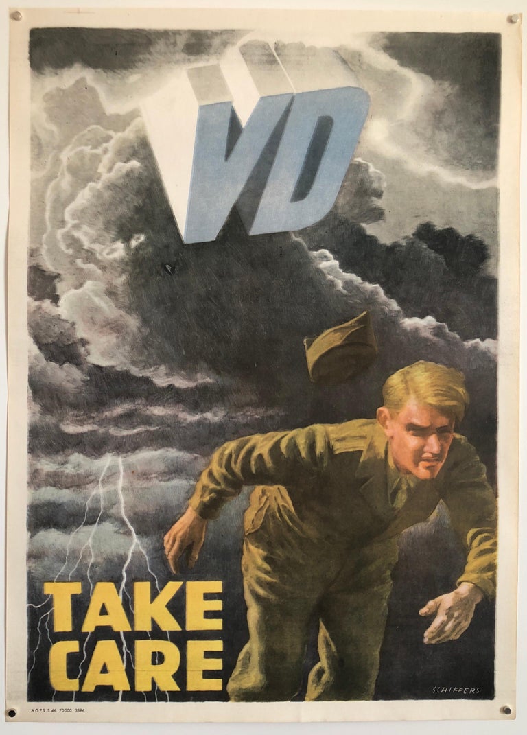 Original Vintage Color World War 2 Propaganda Poster TAKE CARE Offset Lithograph