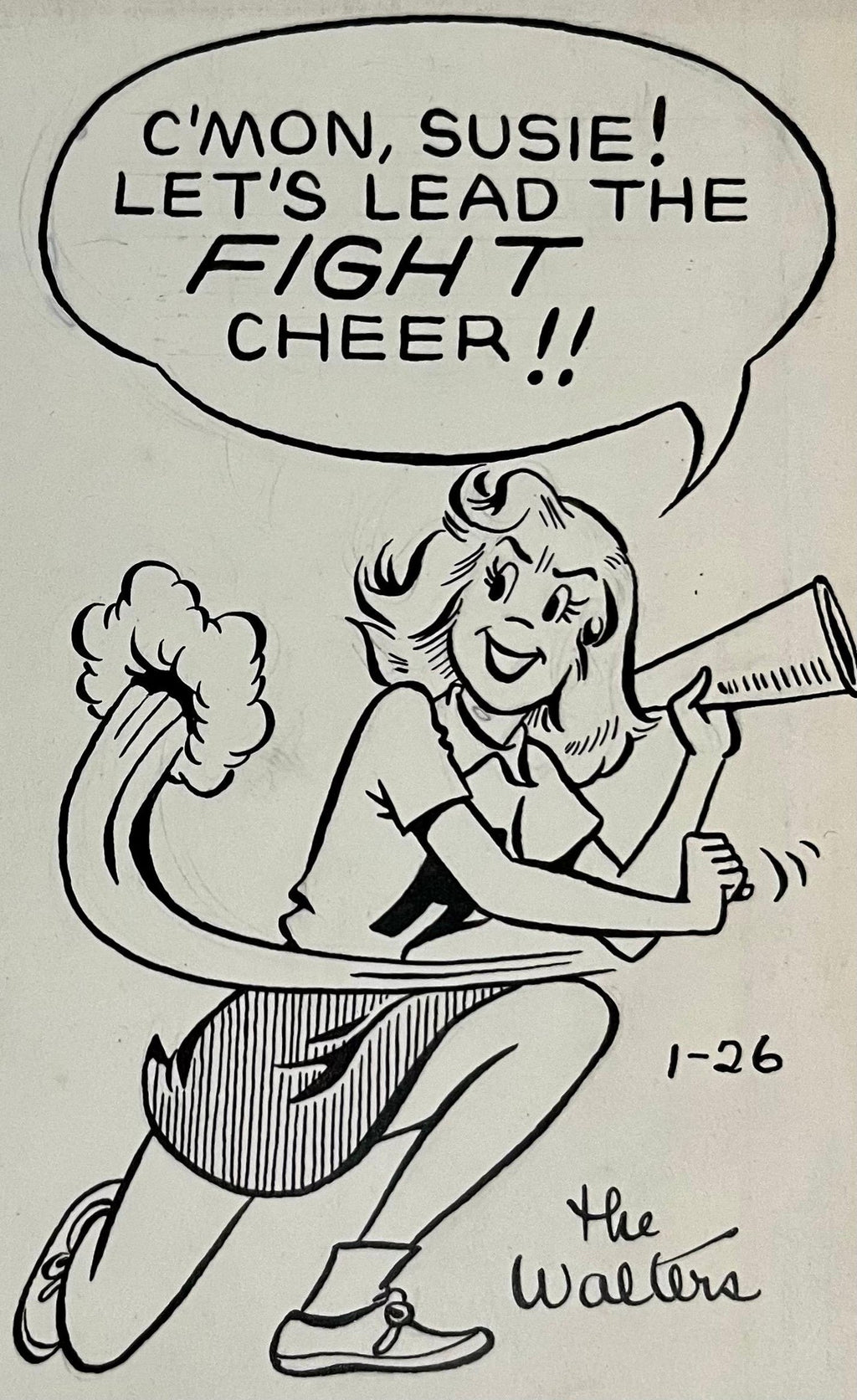 Vintage Golden Age Syndicated Ink Drawing Cartoon Strip Susie Q Smith Comic Art