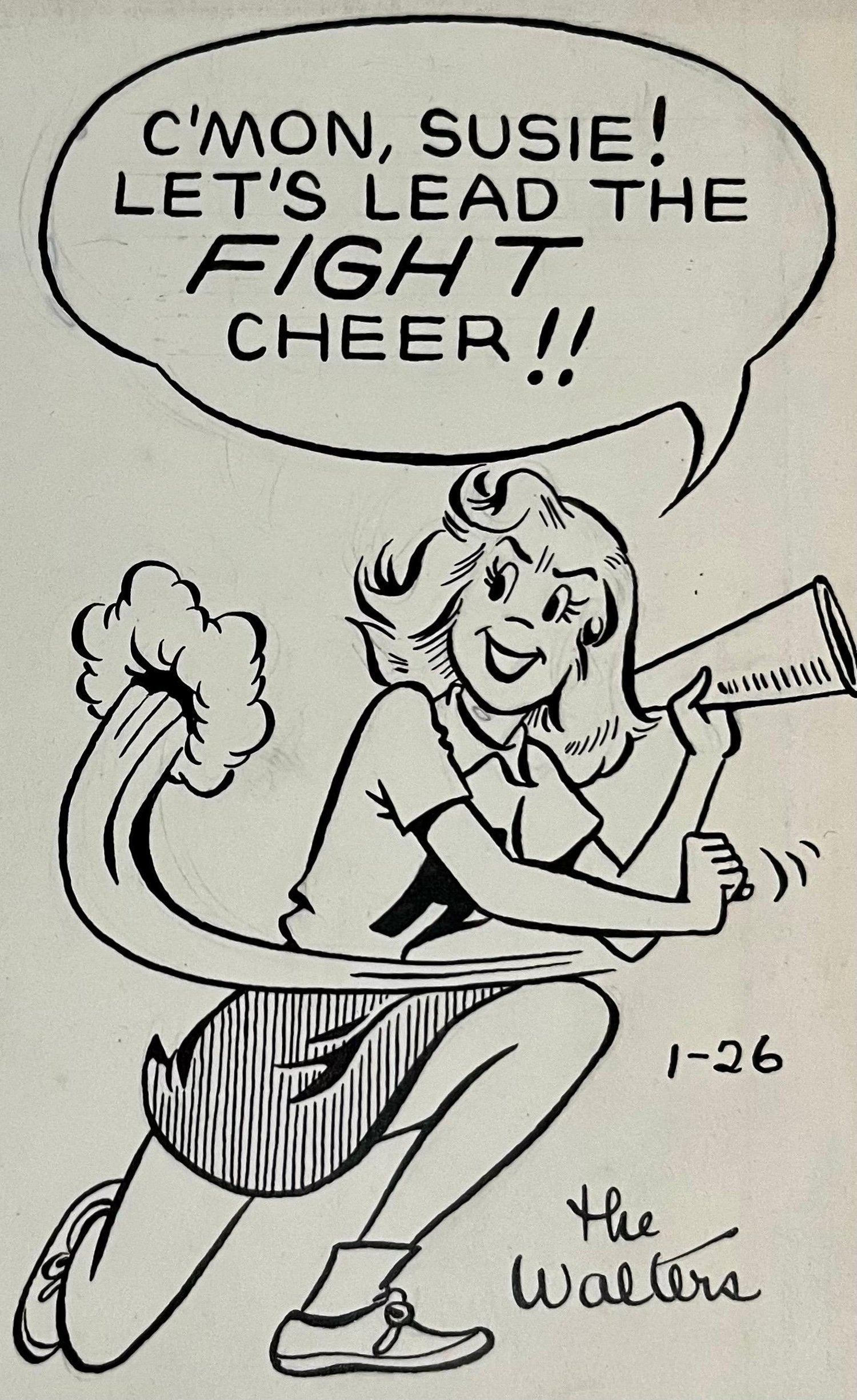Vintage Golden Age Syndicated Ink Drawing Cartoon Strip Susie Q Smith Comic Art