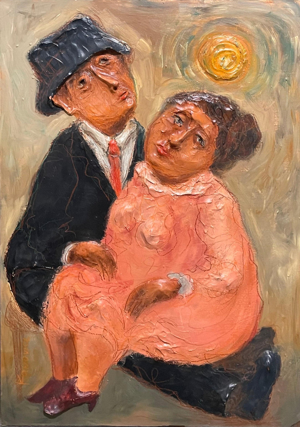 Israeli Oil Painting Modernist Impressionist Candy Man Toy Chest