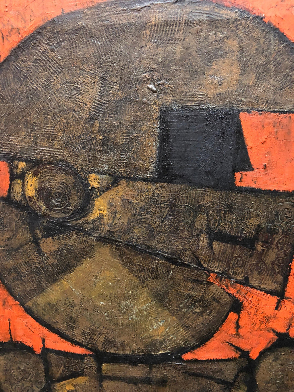 Israeli Cubist Modernist Oil Painting "Rosh Shiryon Abir" Armor