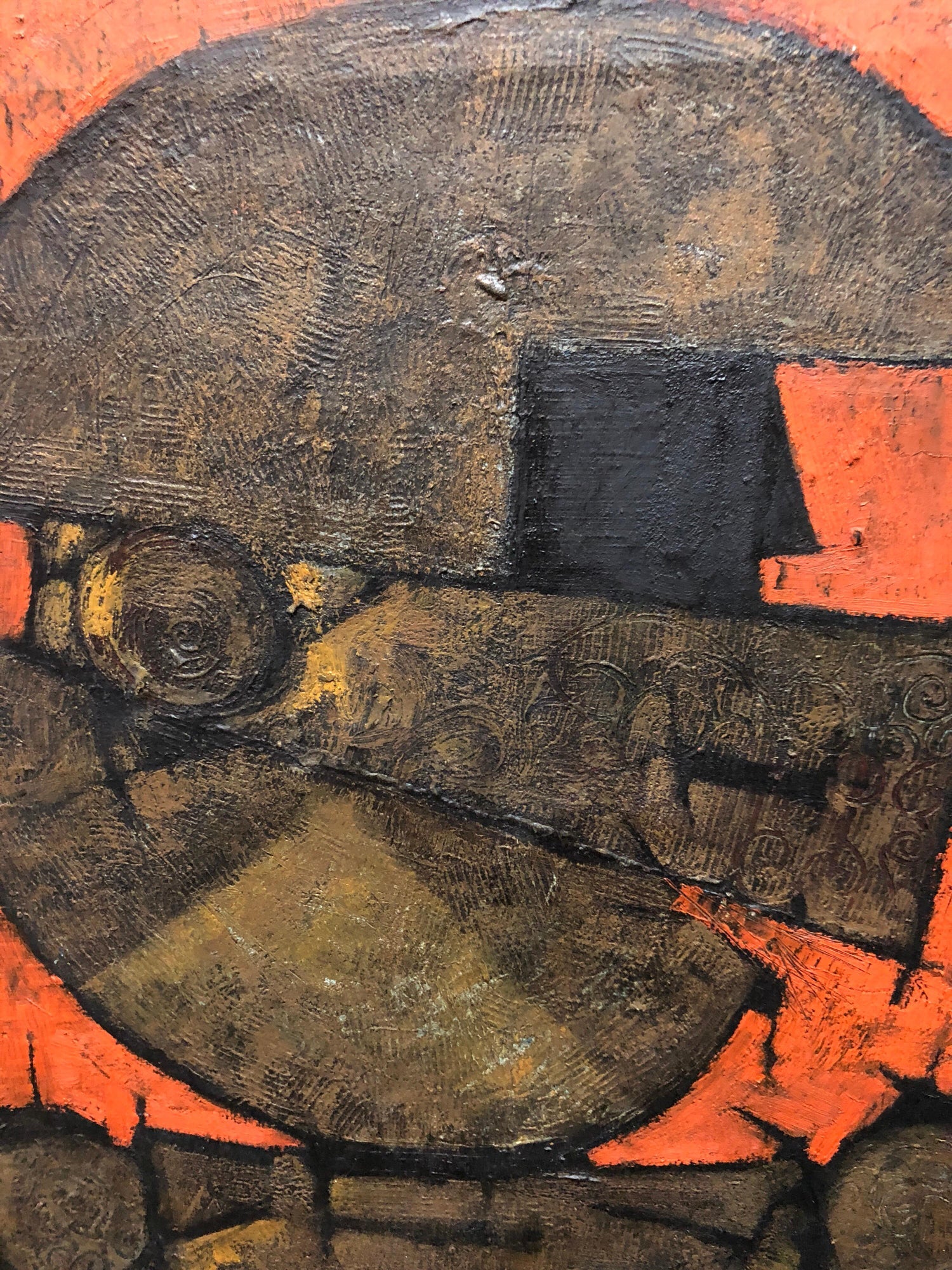 Israeli Cubist Modernist Oil Painting "Rosh Shiryon Abir" Armor