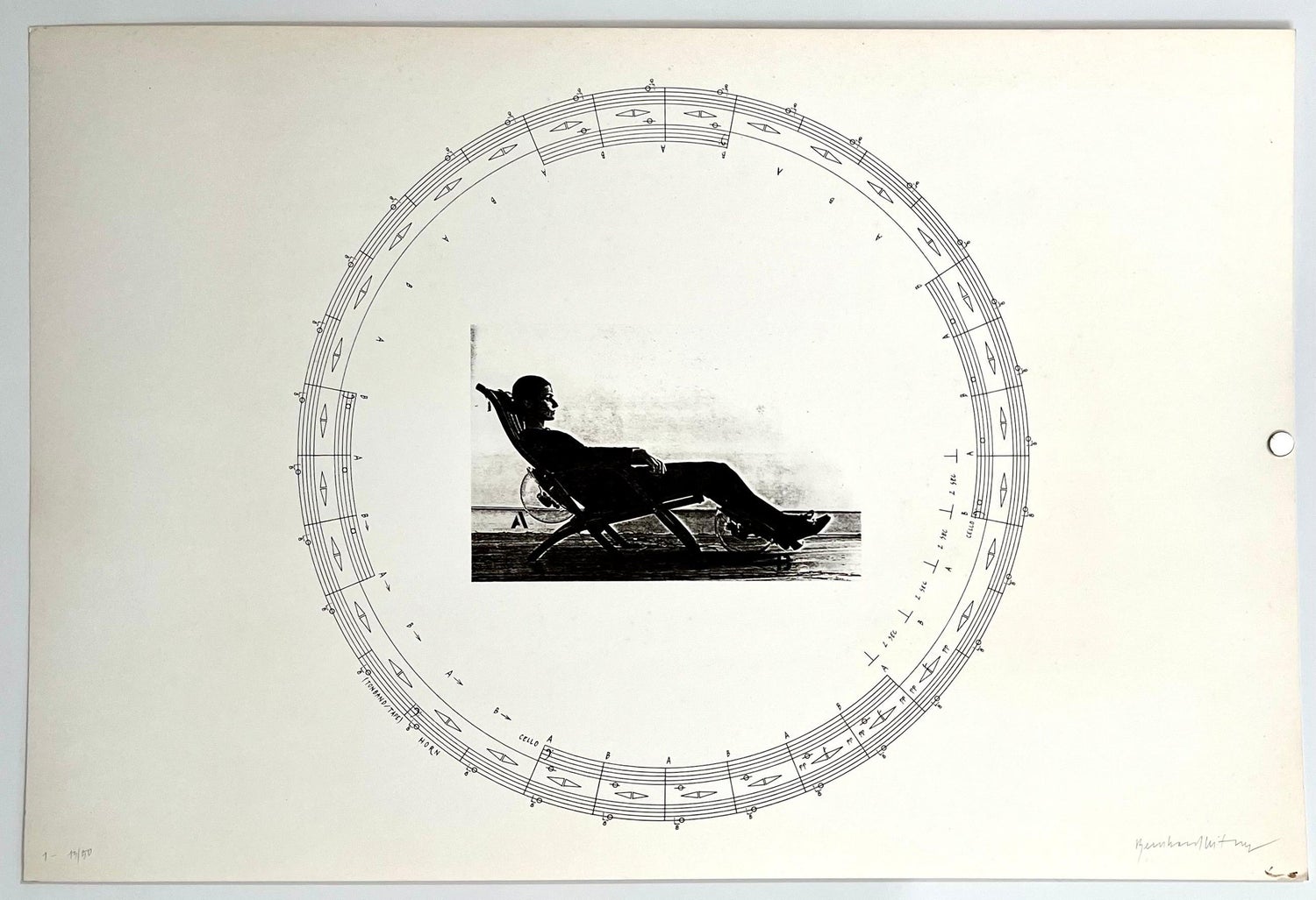 Austrian Sound Space Architect Bernhard Leitner Photo Mechanical Print Signed