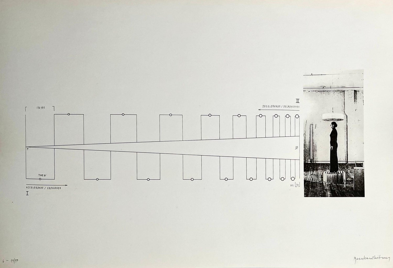 Austrian Sound Space Architect Bernhard Leitner Photo Lithograph Hand Signed Art