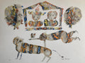 Contemporary Indian Art Master Lithograph in Color Abstract Figures with Cat