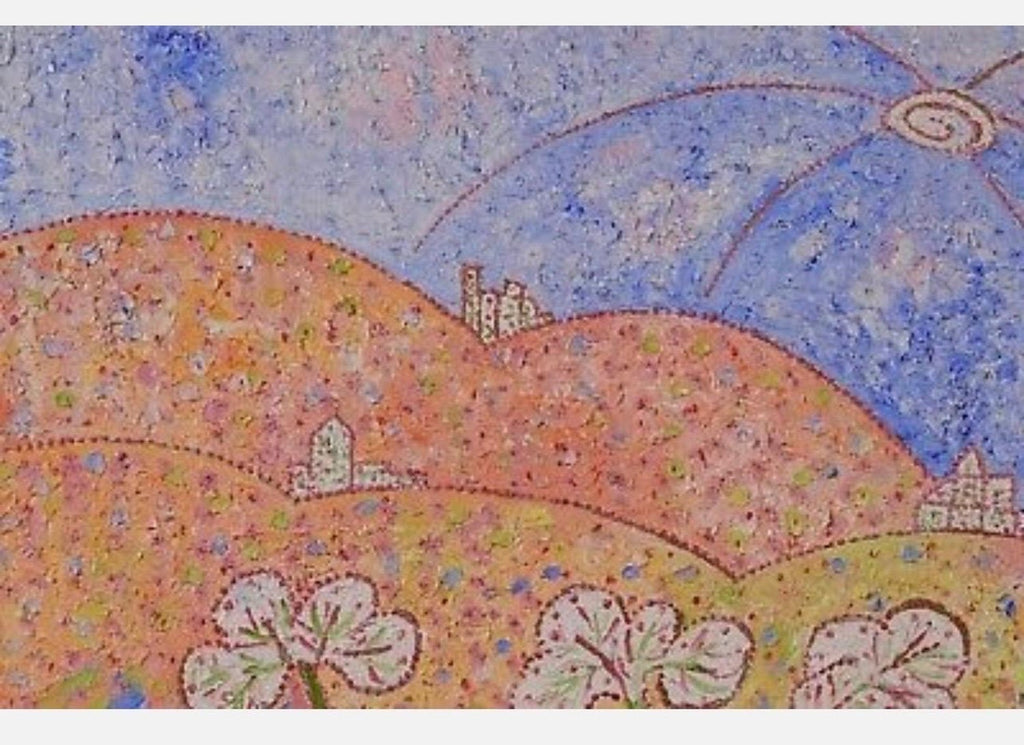Whimsical French Folk Art, Naive, Oil Painting  Madeline Marie Christine Clavier