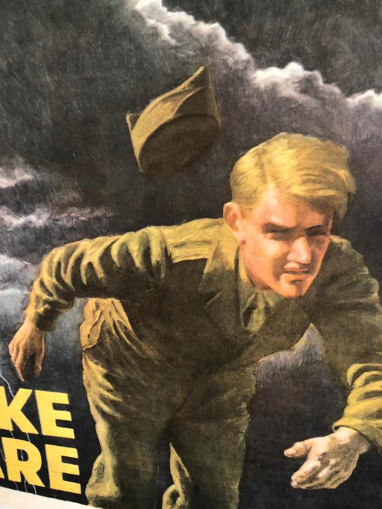Original Vintage Color World War 2 Propaganda Poster TAKE CARE Offset Lithograph