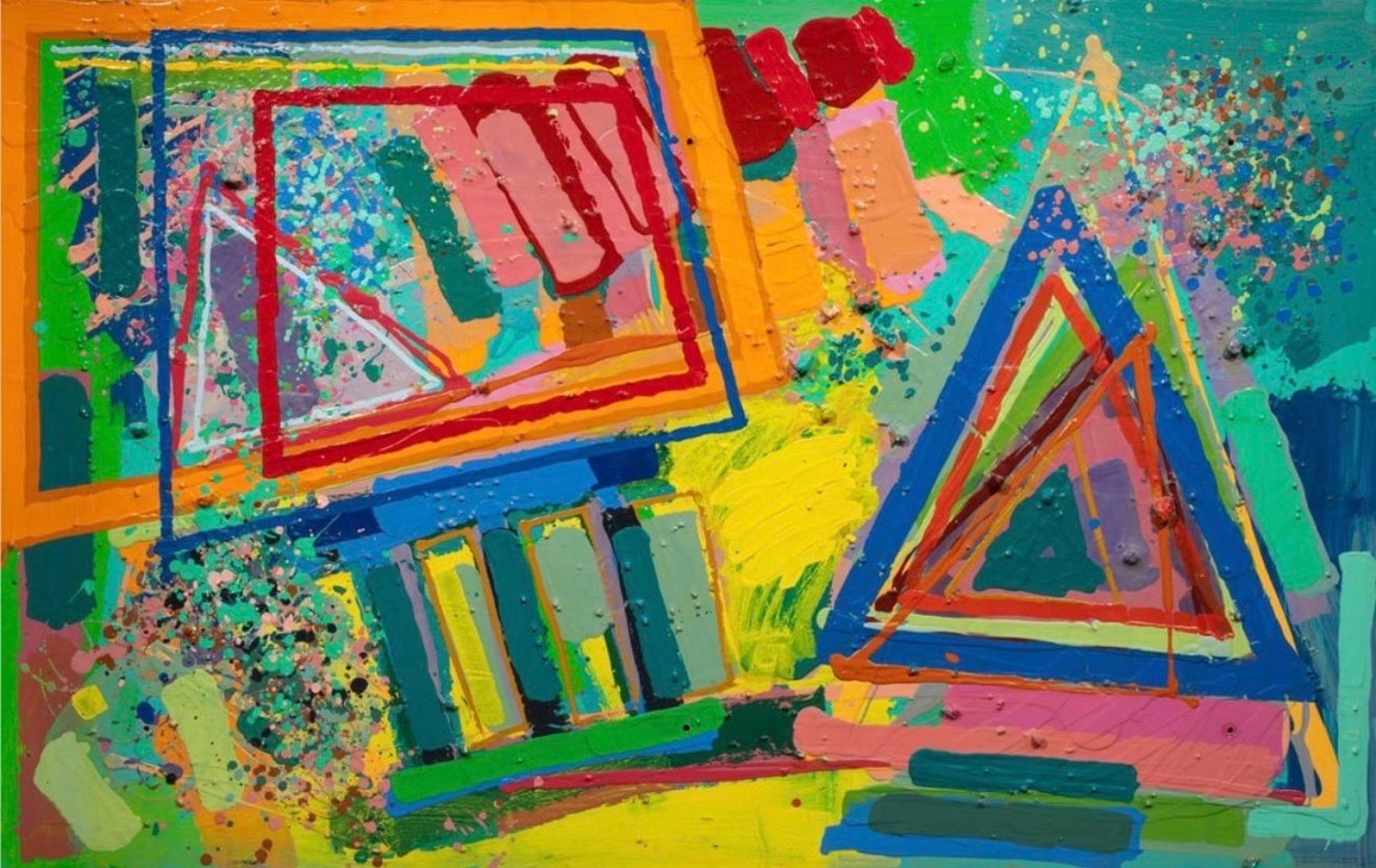 1985 Graffiti Artist TV Painting Bold Colorful New Wave NYC Panama Tabo Toral