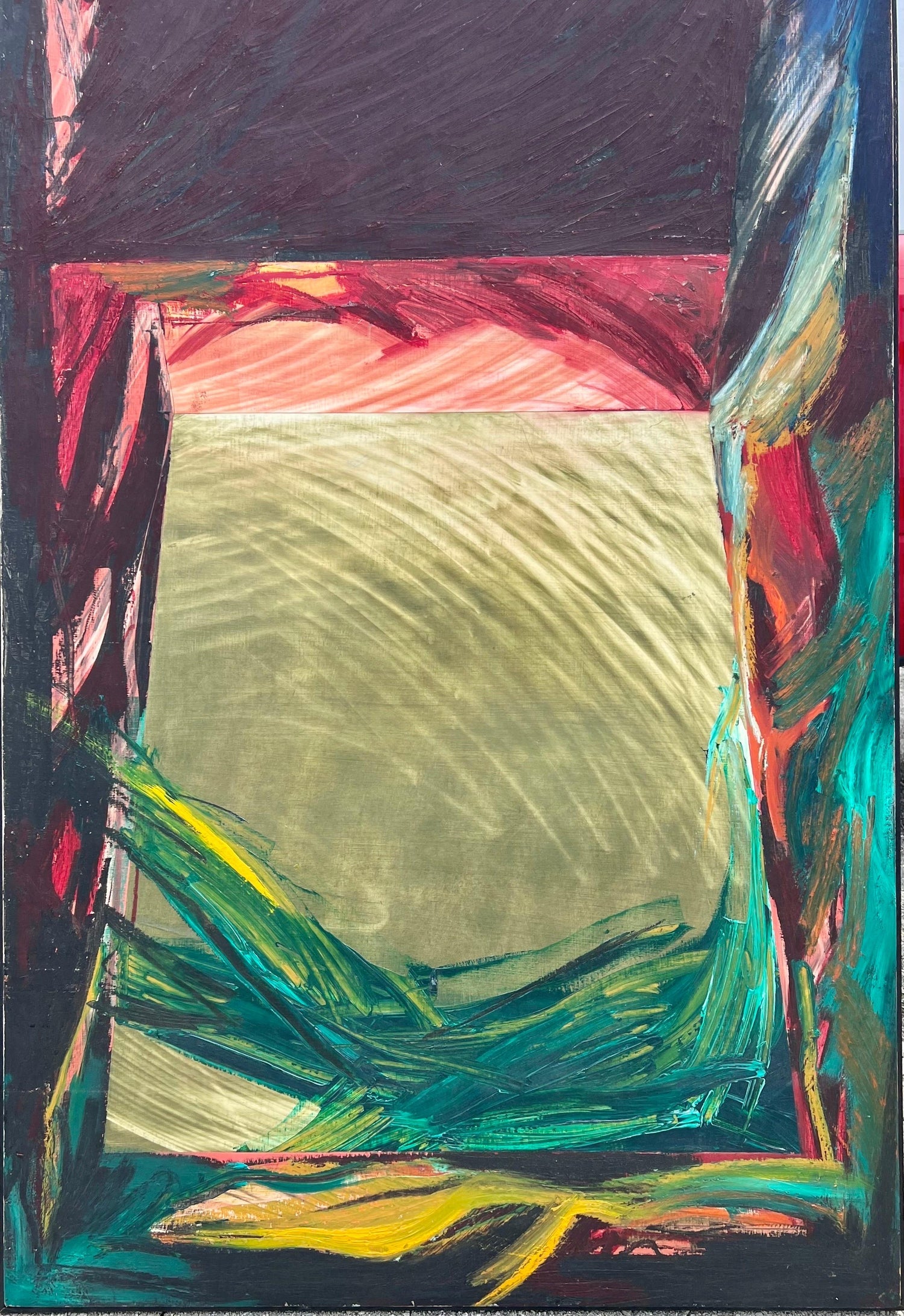Large California Modernist Abstract Laddie John Dill Abstract Oil Painting Art