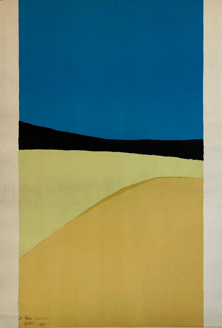 1959 Israeli Michael Gross Color Field Modernist Serigraph "Landscape with Sea"