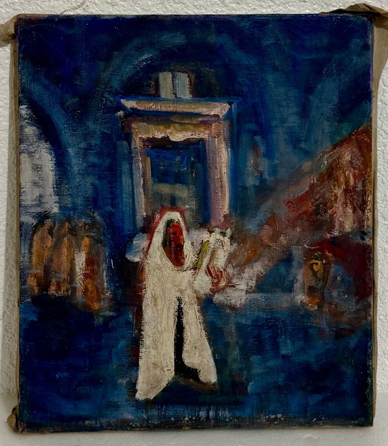 Polish French Fauvist Judaica Oil Painting Rabbi in Synagogue Frederick Serger