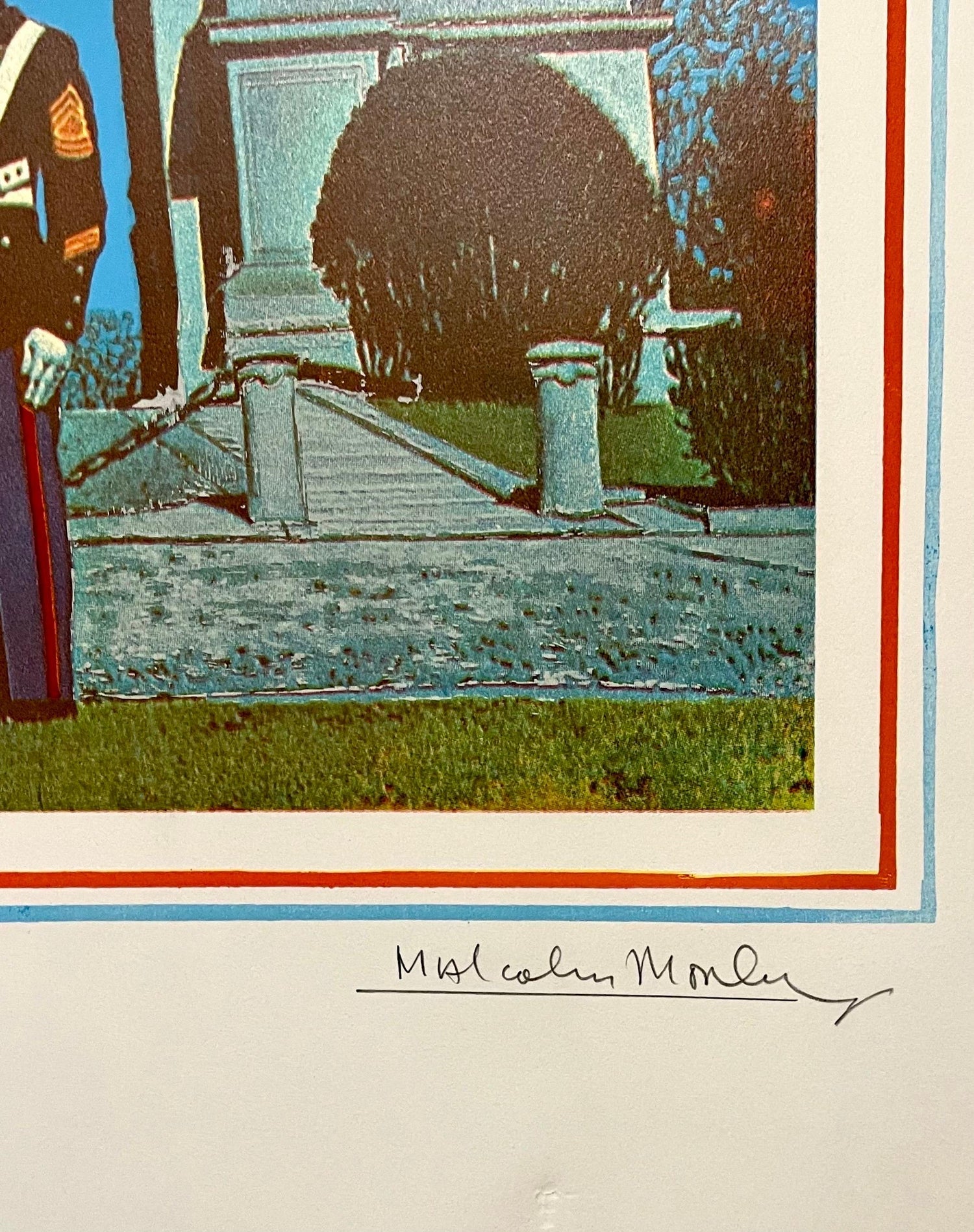 Malcolm Morley 1969 Vintage British Pop Art Screenprint Lithograph Marine w Flag