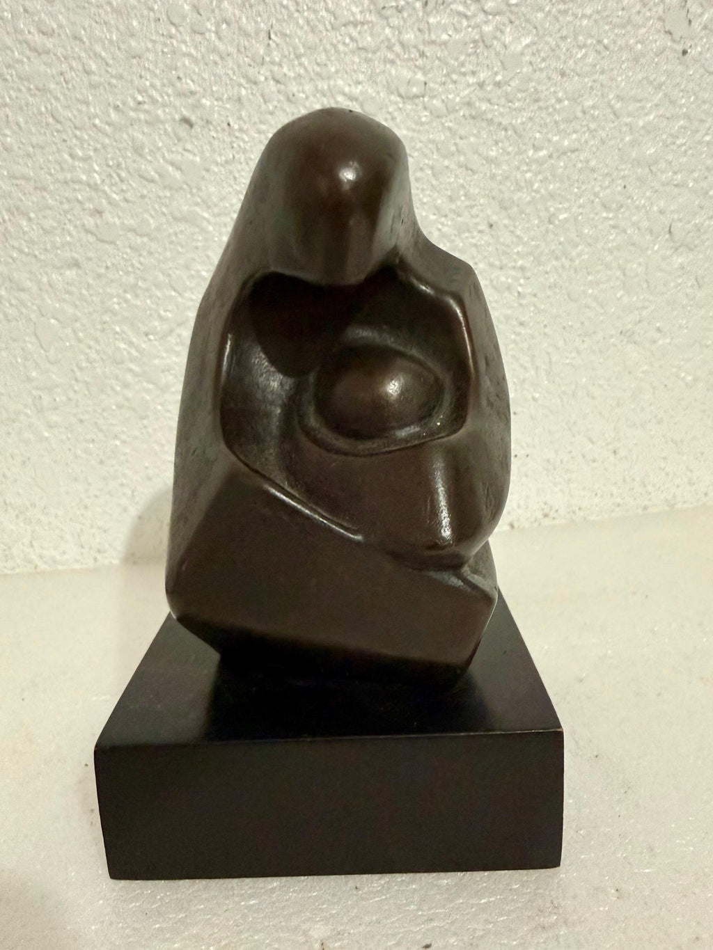 Modernist Israeli Bronze Sculpture Abstract Mother & Child Zvi Yehuda Aldouby