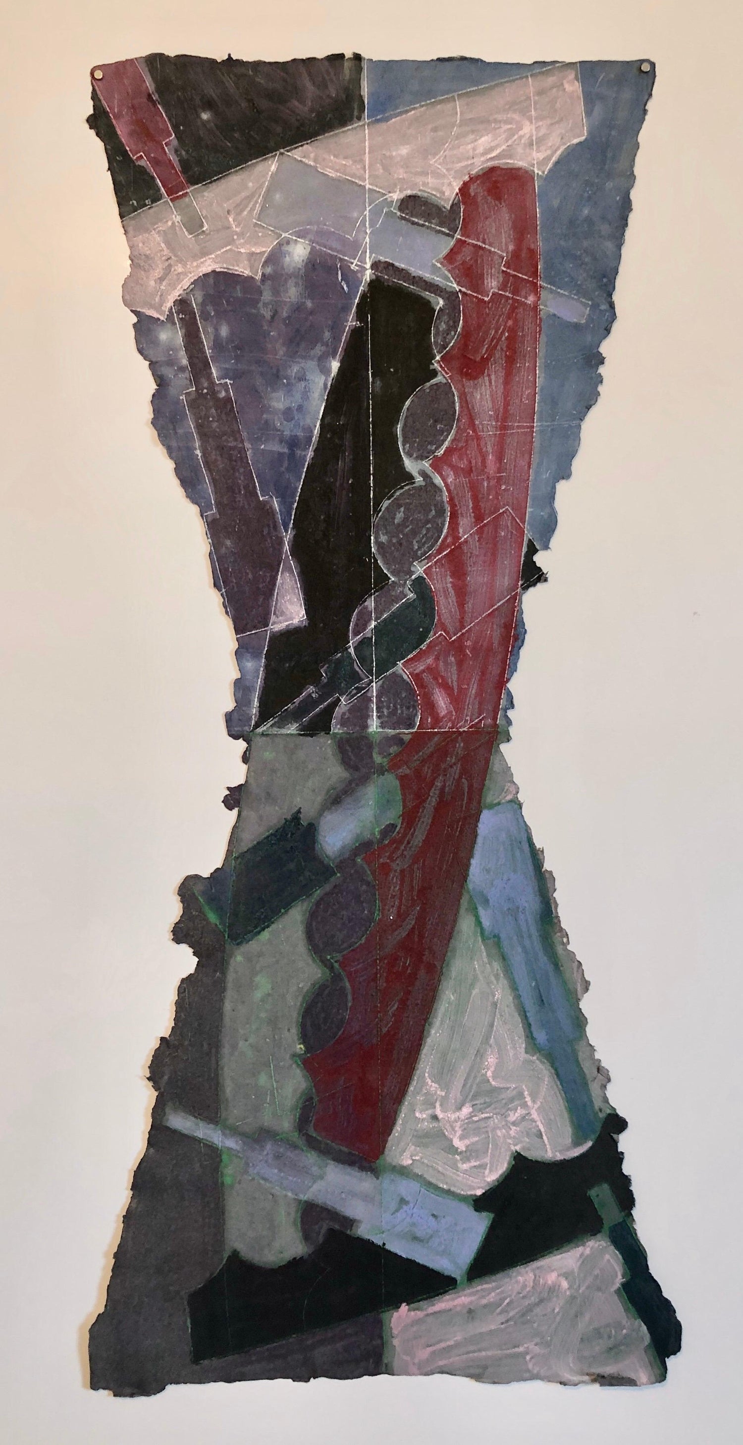 Abstract Modernist Colorful Mixed Media Monoprint Screen-print Handmade Paper