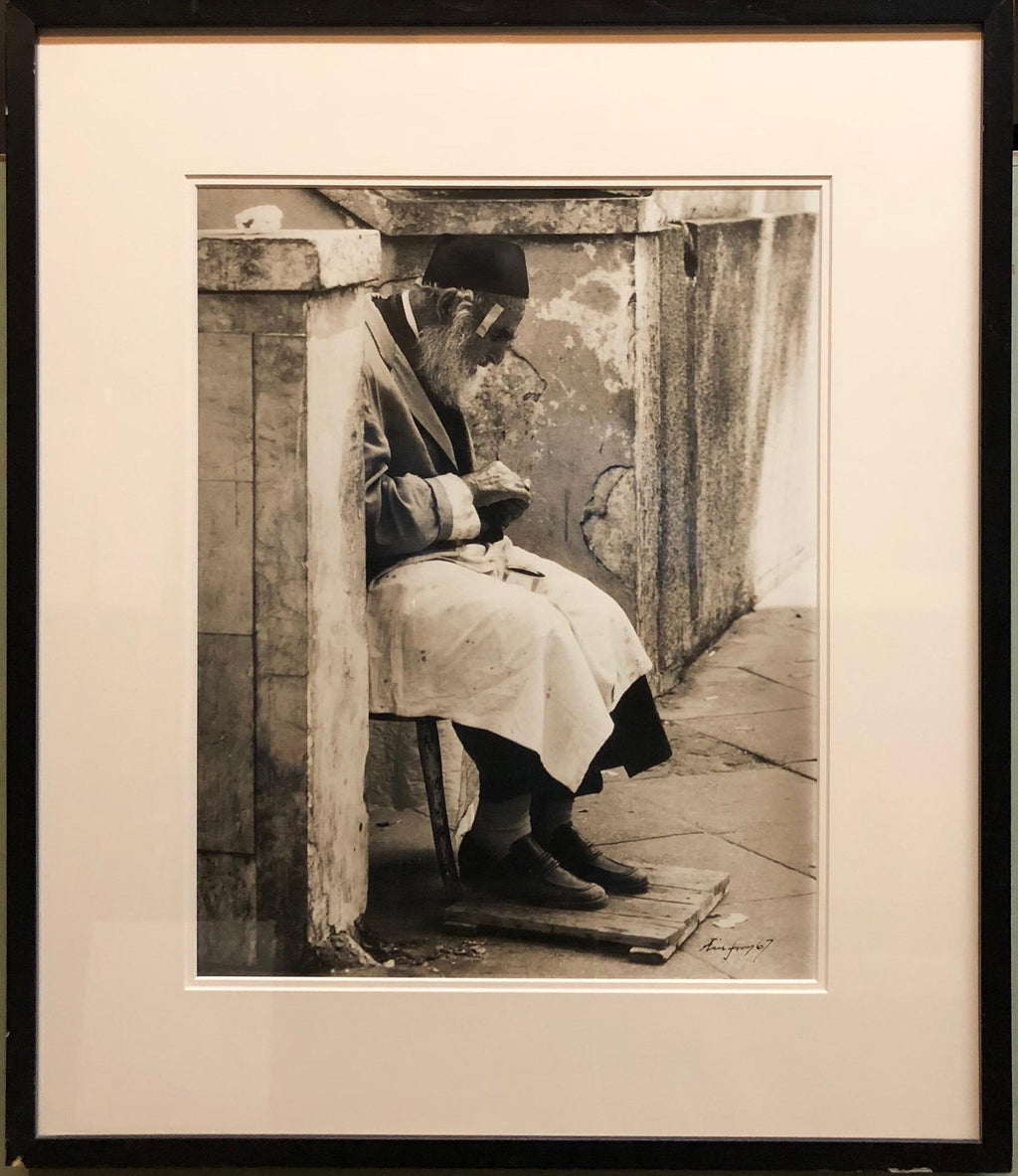 Vintage Silver Gelatin Signed Print Old Jew in Jerusalem Pious Craftsman