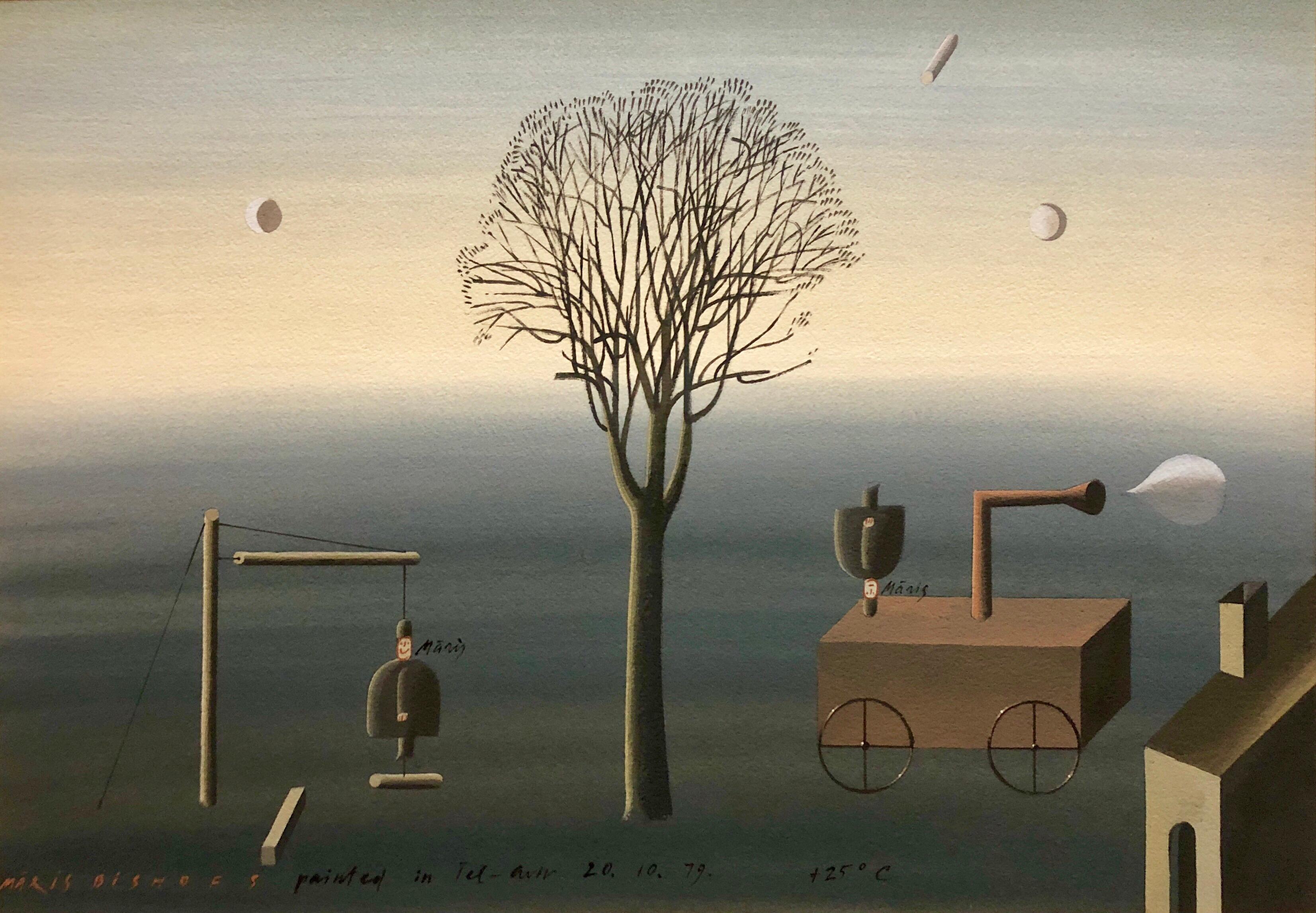Latvian Israeli Surreal Gouache Illustration Art Painting Tel Aviv
