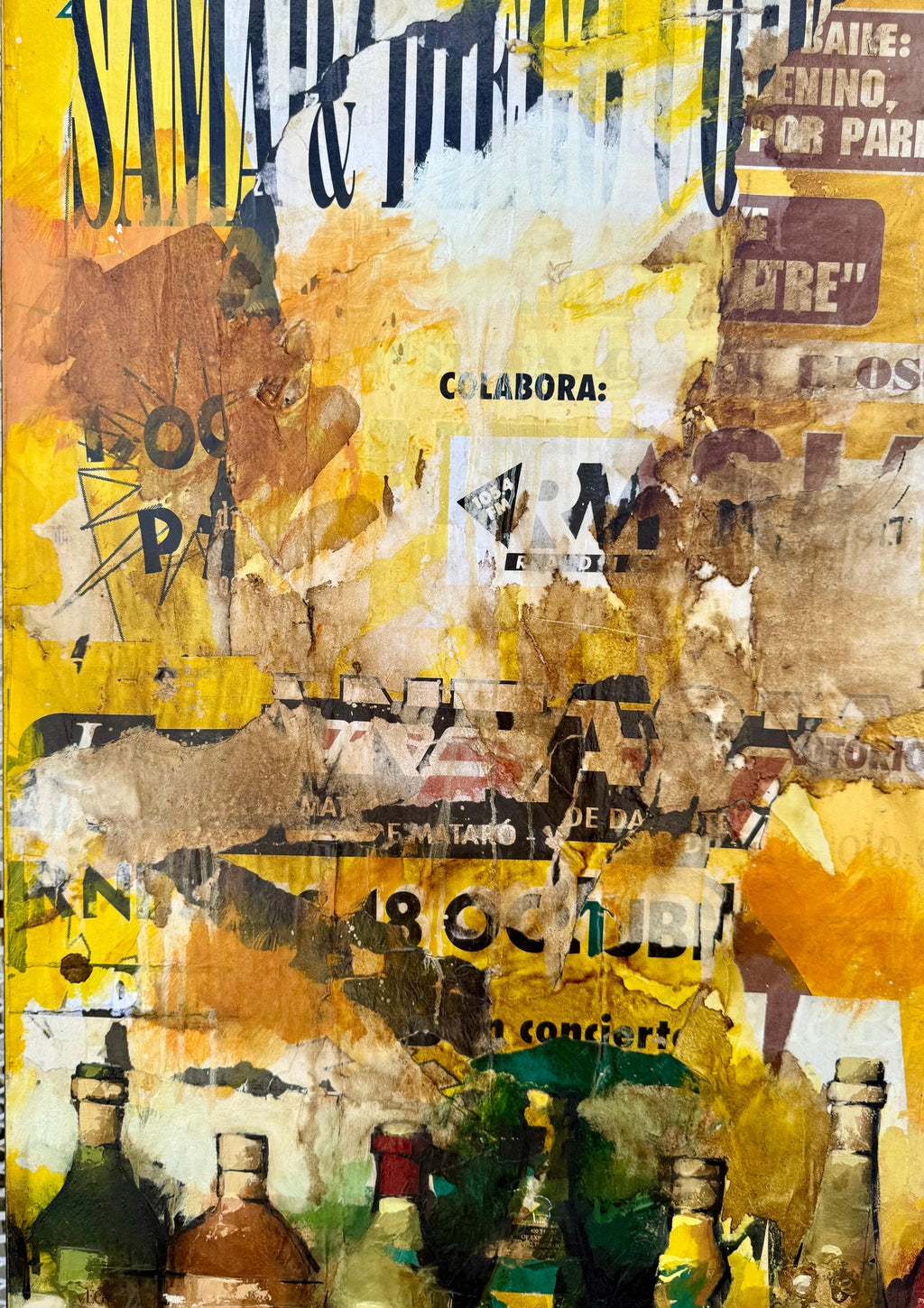 Large Spanish Pop Art Catalan Mixed Media Collage Painting Jordi Prat Pons