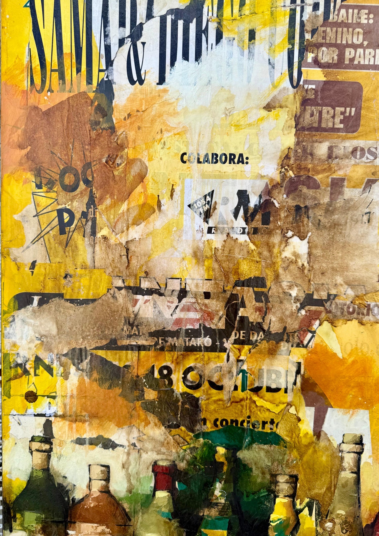 Large Spanish Pop Art Catalan Mixed Media Collage Painting Jordi Prat Pons