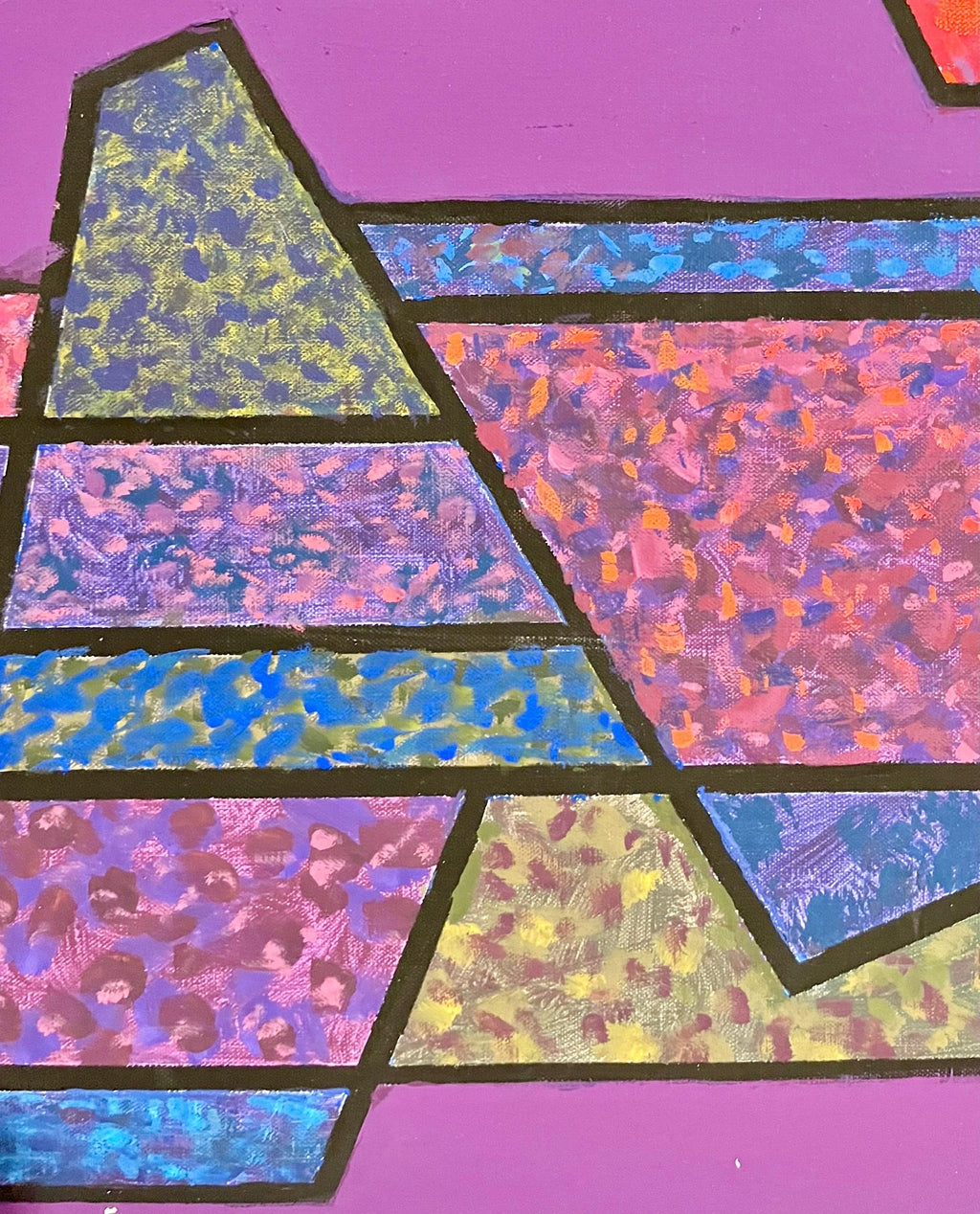 French Post War Geometric Abstract Oil Painting Kinetic Op Art Edgard Pillet