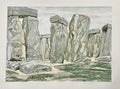 Large American Modern Stonehenge Landscape Aquatint Etching Philip Pearlstein