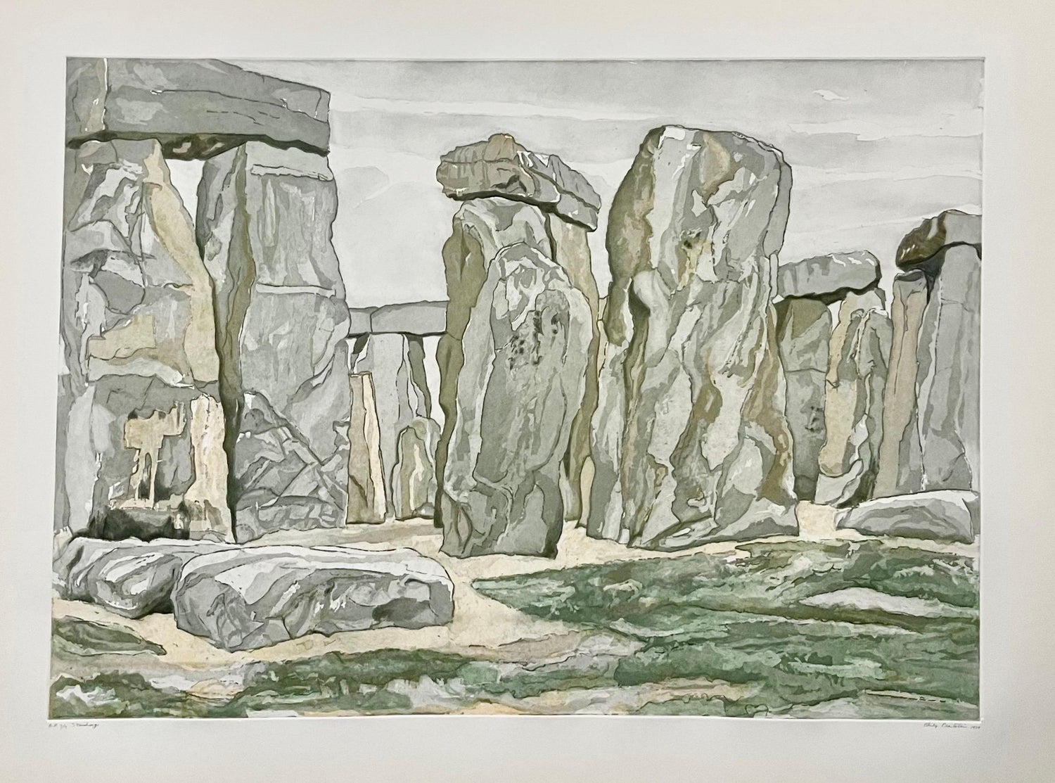 American Modernist  Sacsahuaman Landscape Aquatint Etching Philip Pearlstein