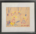 Malcah Zeldis Folk Art Gouache Painting Outsider Circus Trapeze Horse Acrobats
