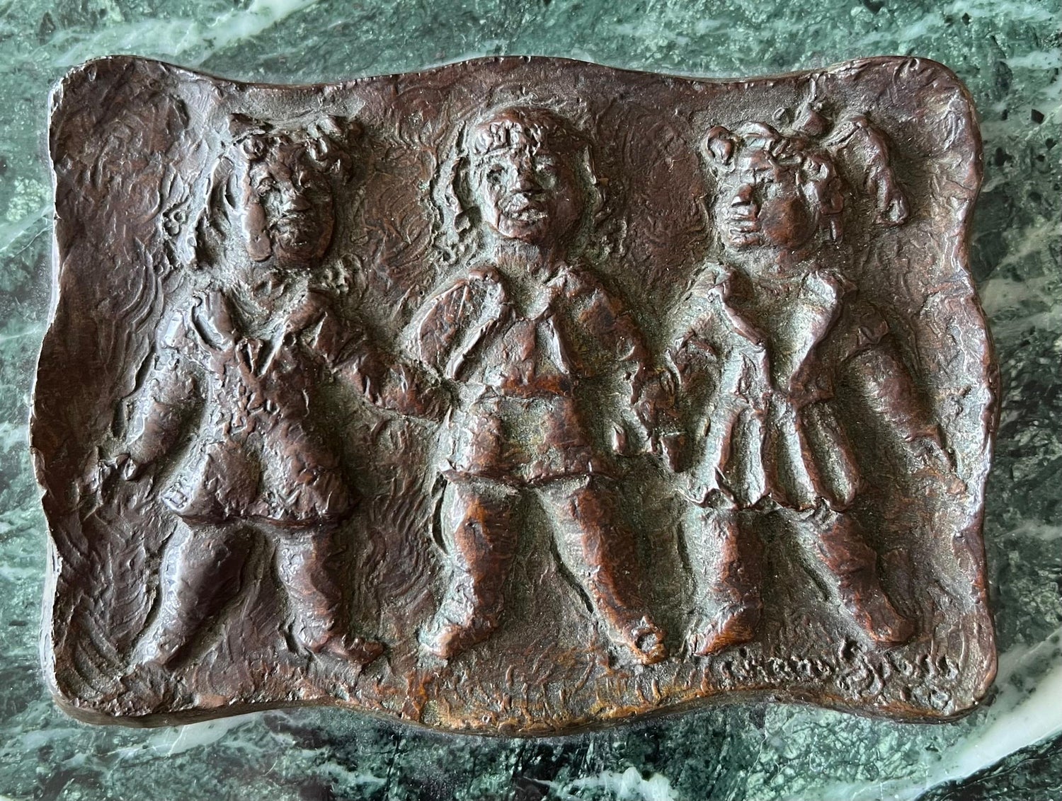 Three Girls Bronze Relief Sculpture Plaque Chaim Gross Modernist WPA Era Artist