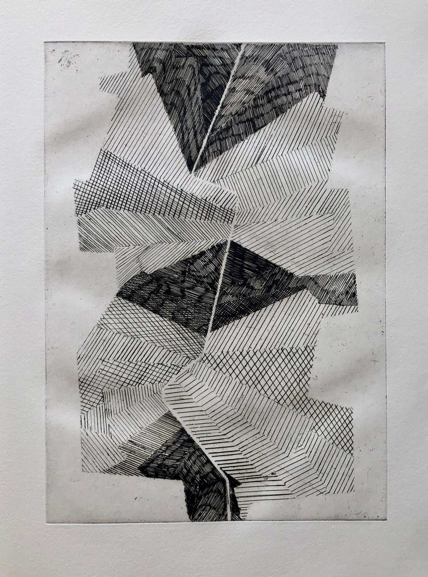 Abstract Aquatint Etching Ross Bleckner Zig Zag lines New York Artist D Loop