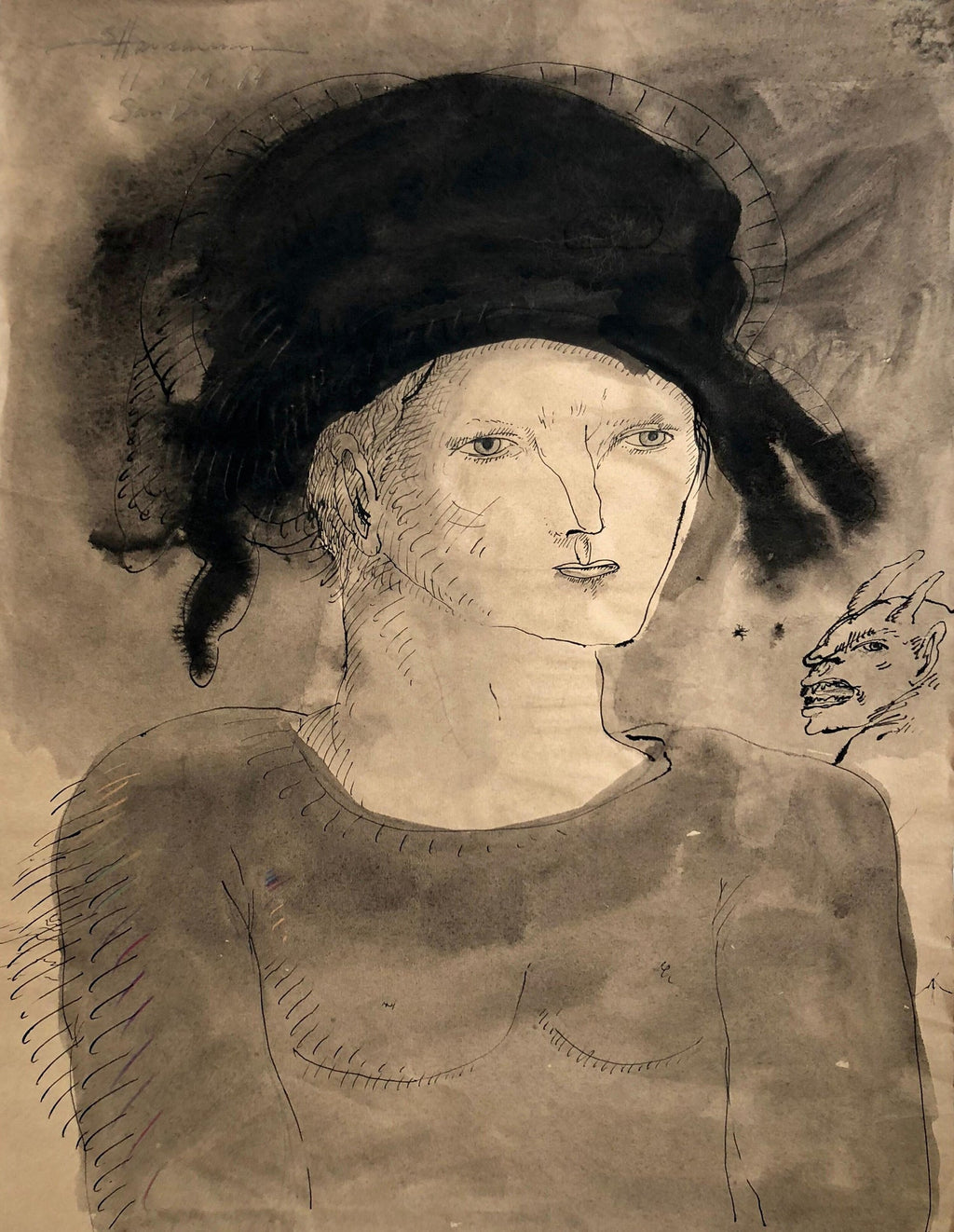 Modern Figurative Surrealist Watercolor Painting, Drawing 'Prince of Innocence'