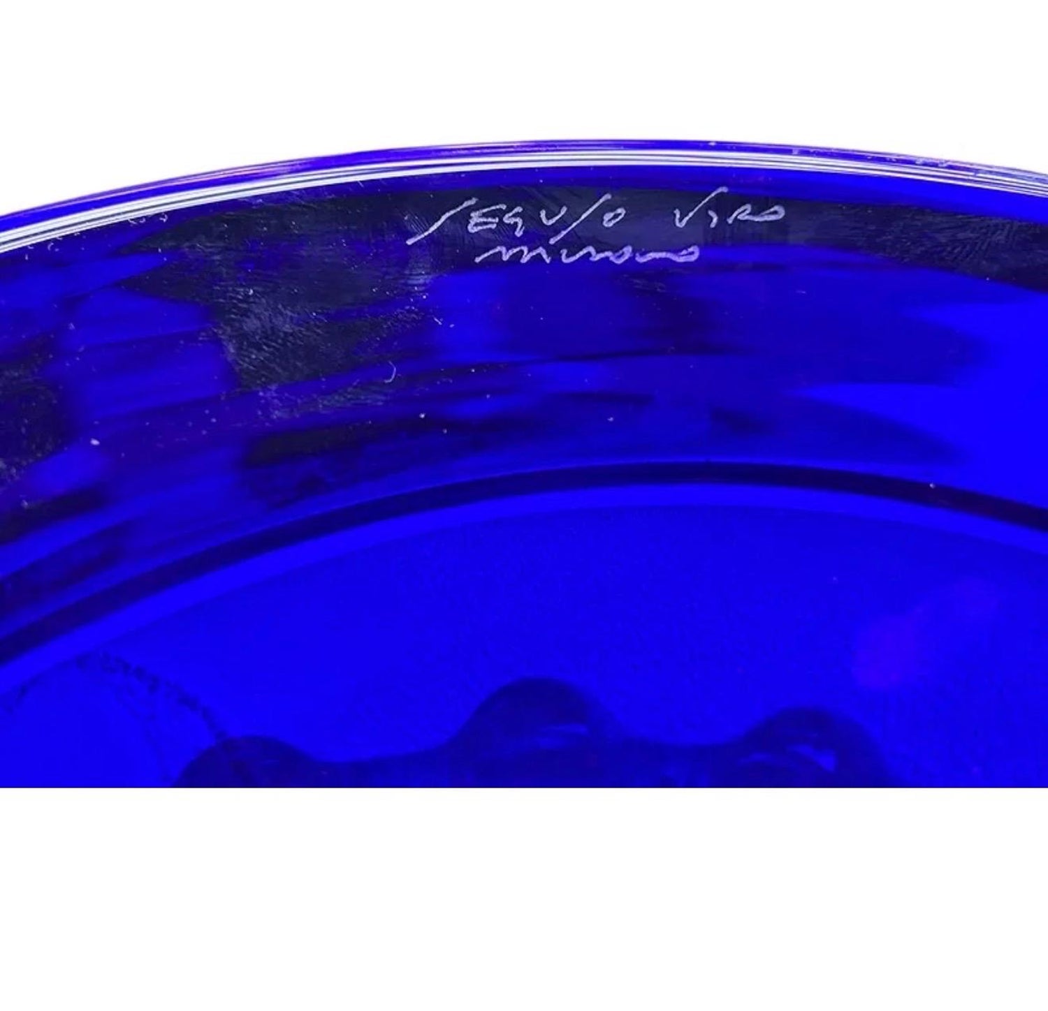Seguso Murano Italian Art Glass Cobalt Gold Aventurine Footed Vase Sculpture