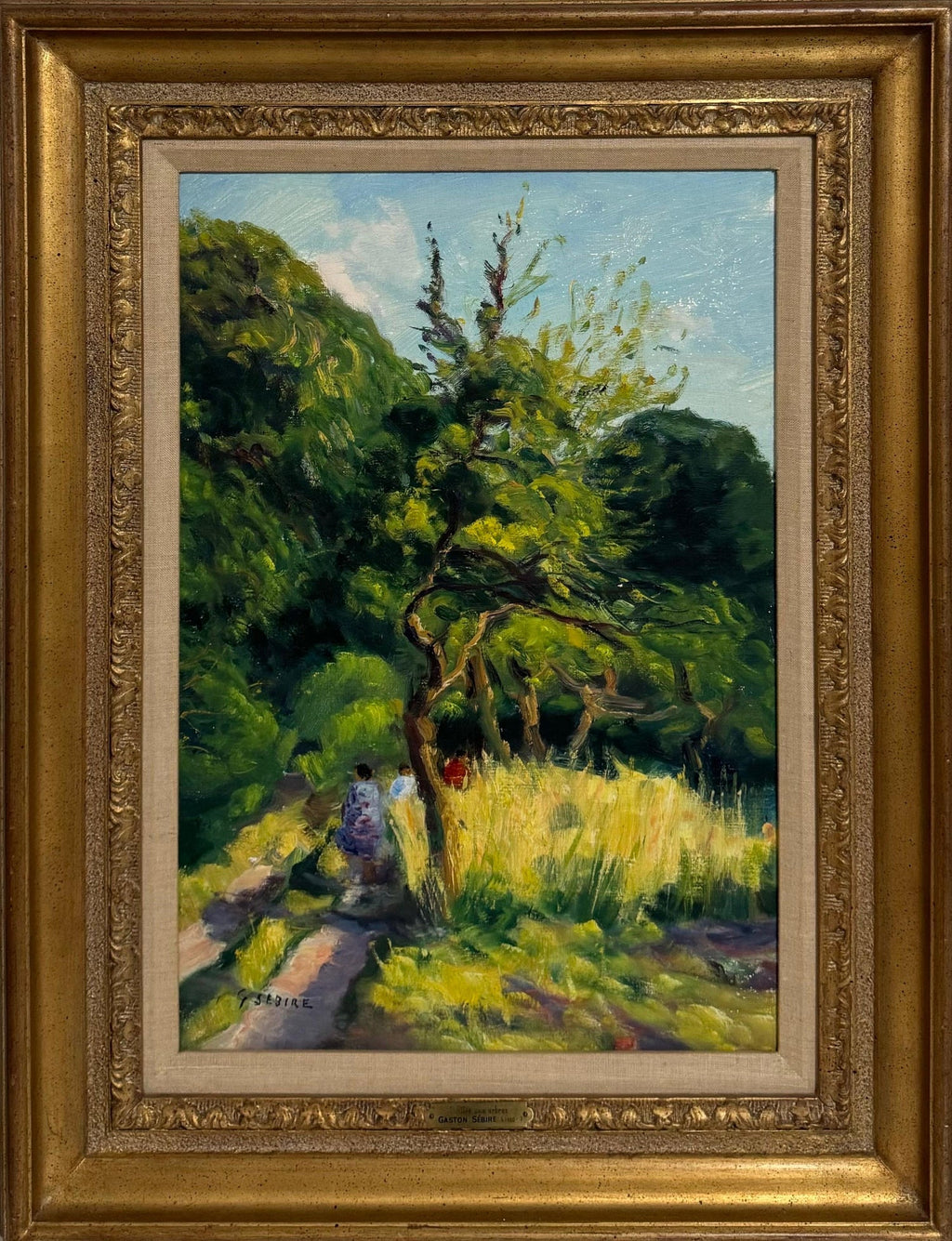 French Post Impressionist Oil Painting Bucolic Wooded Country Lane Gaston Sebire