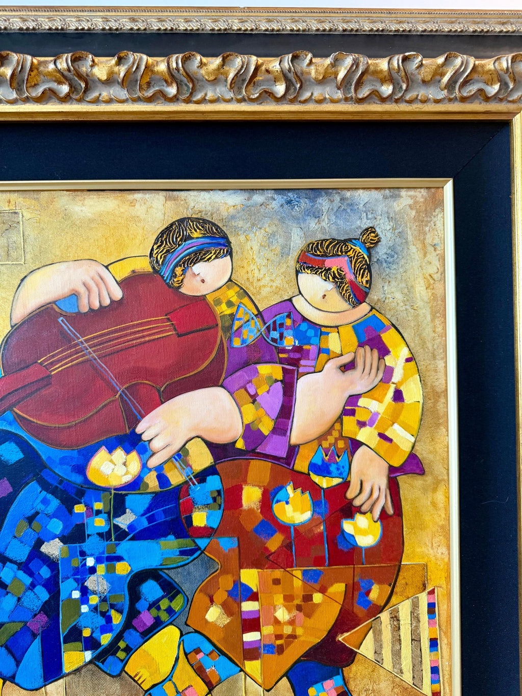 Large Colorful Music Notes Israeli Modernist Oil Painting Dorit Levi Musical Art