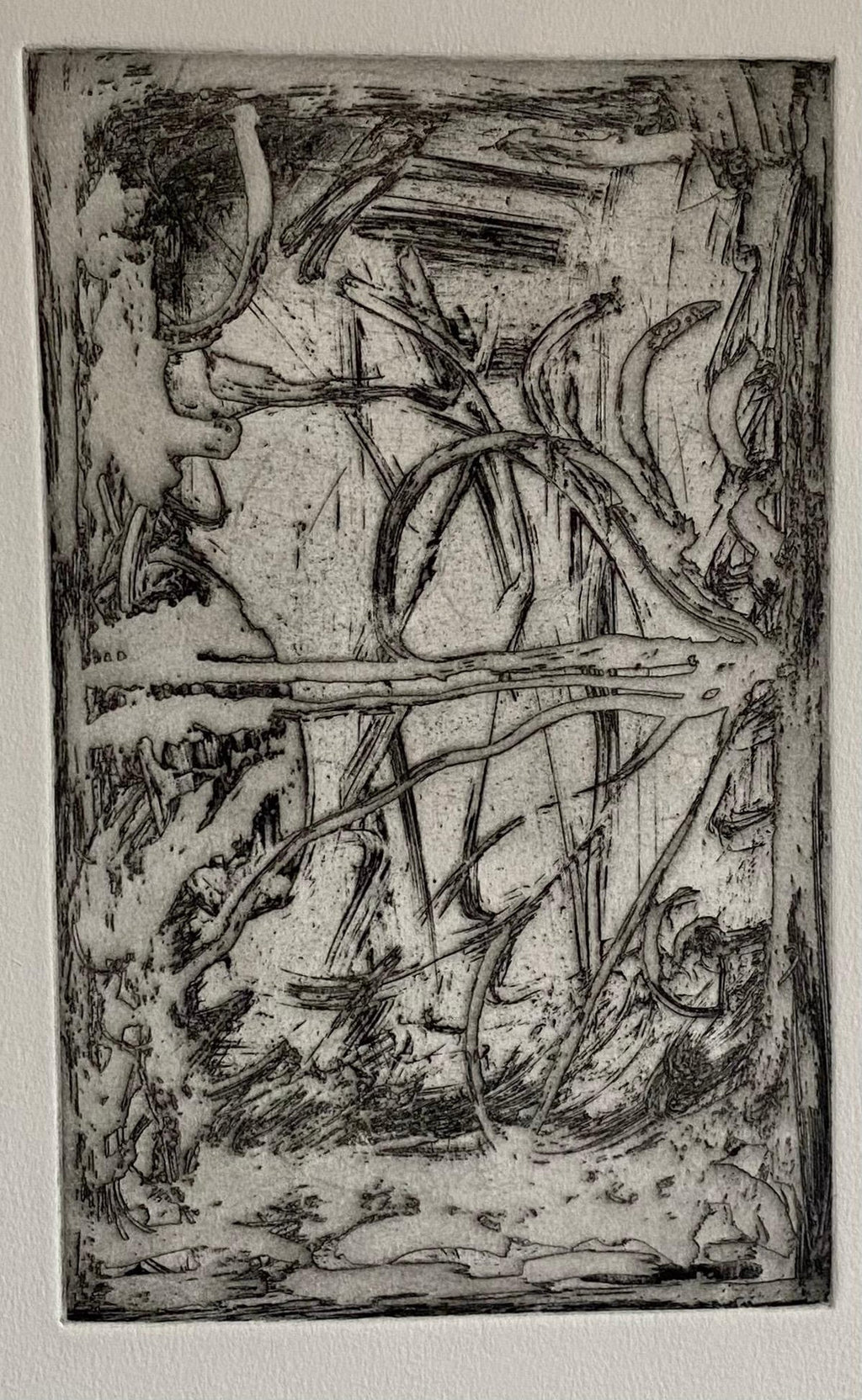 Comet, Outer Space Dark Series Aquatint Etching Color Abstract Expressionist