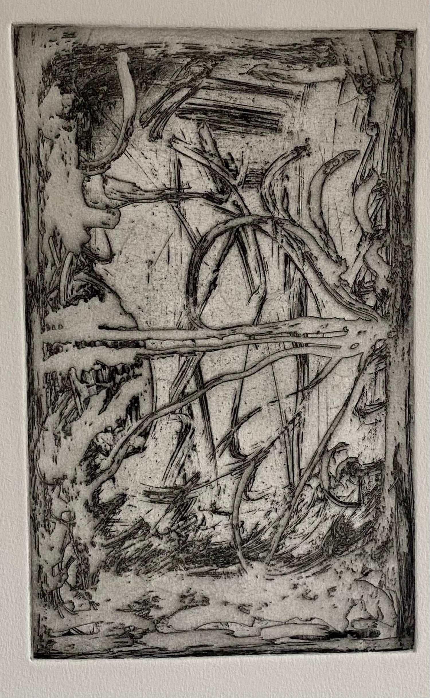 Comet, Outer Space Dark Series Aquatint Etching Color Abstract Expressionist