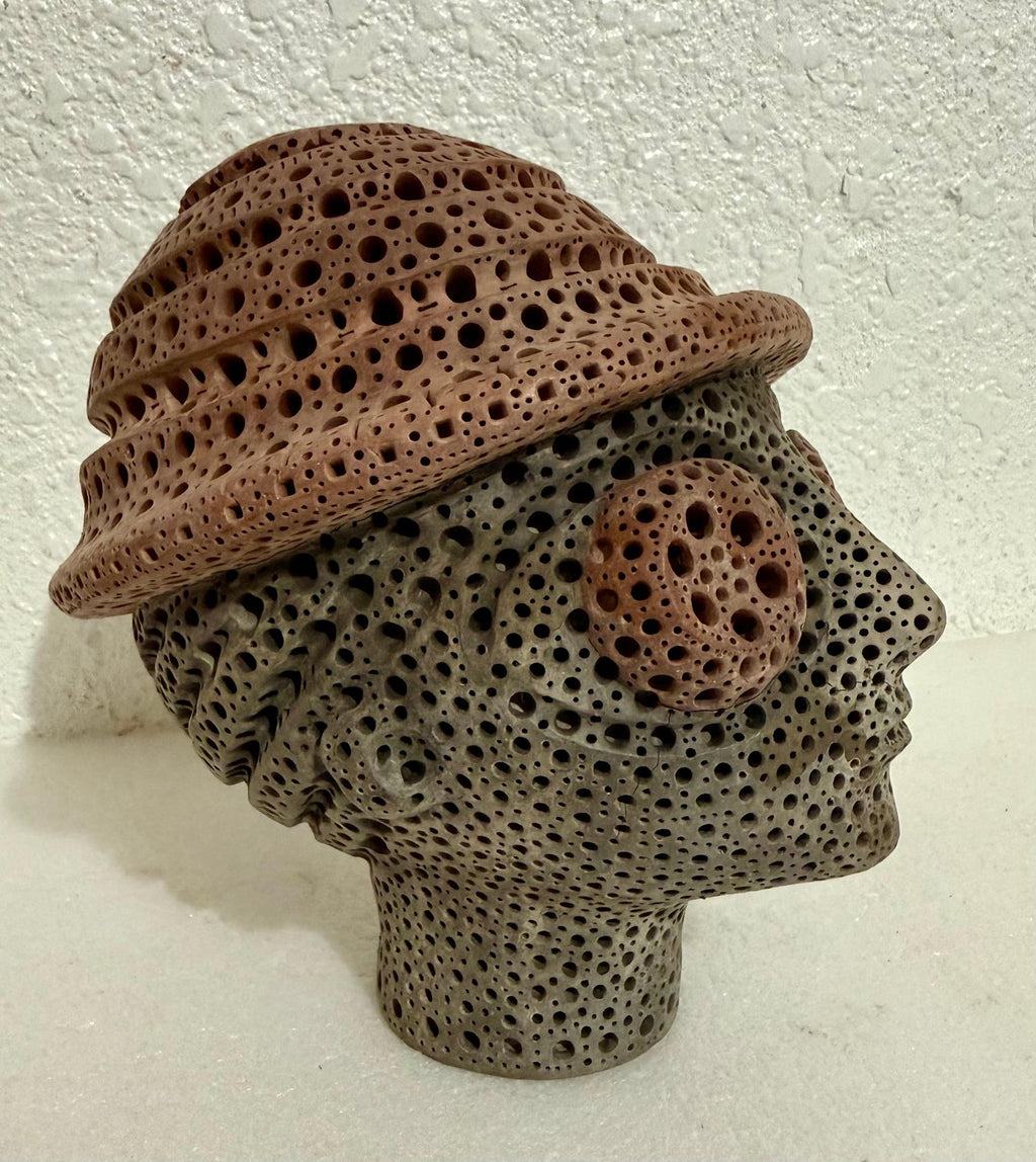 Color Terracotta Modernist Abstract Sculpture Head Russian Artist Alexander Ney