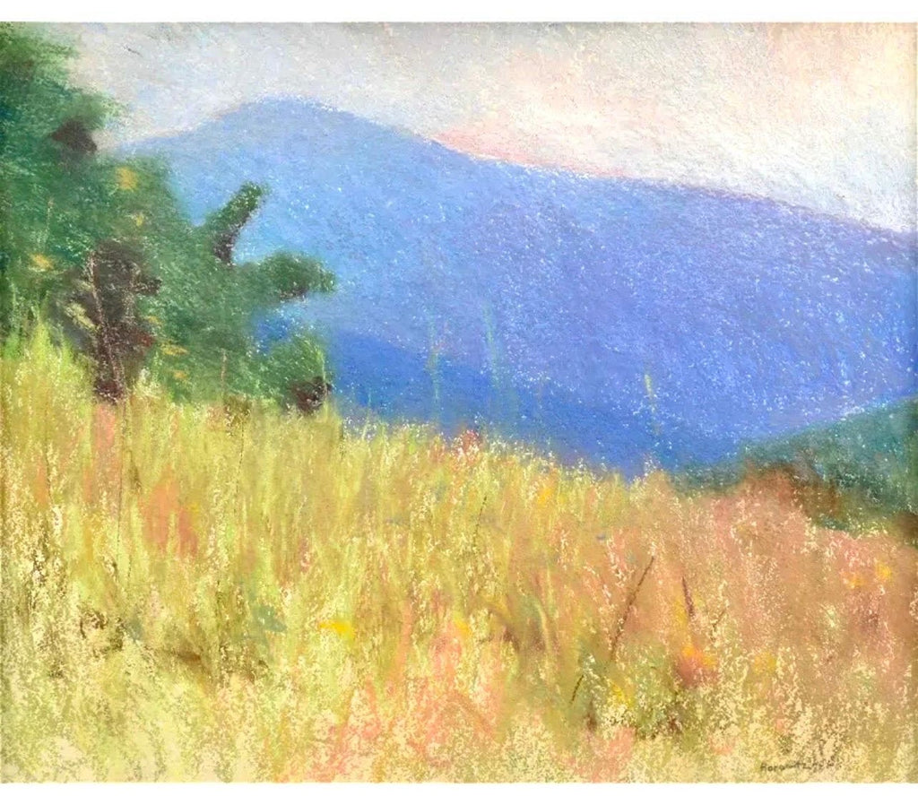 Large Pastel Landscape Purple Mountains Landscape American Modernist Painting