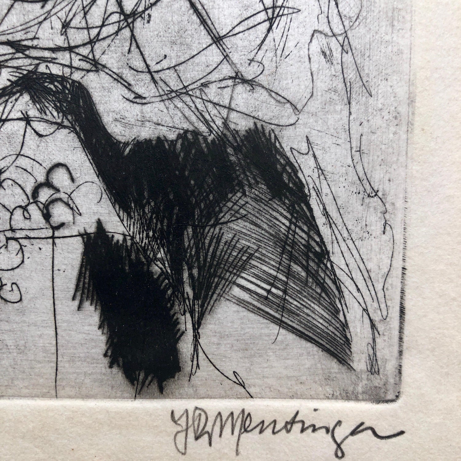 Dutch Fantastic Modern Etching, Jan Mensinga Old Master Style Wine Maker, Grapes