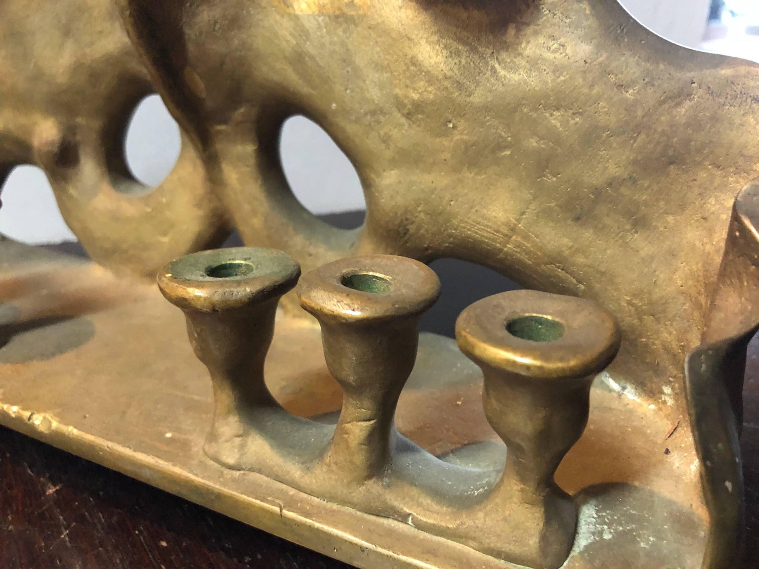RARE Judaica Holocaust Memorial Menorah Bronze Sculpture