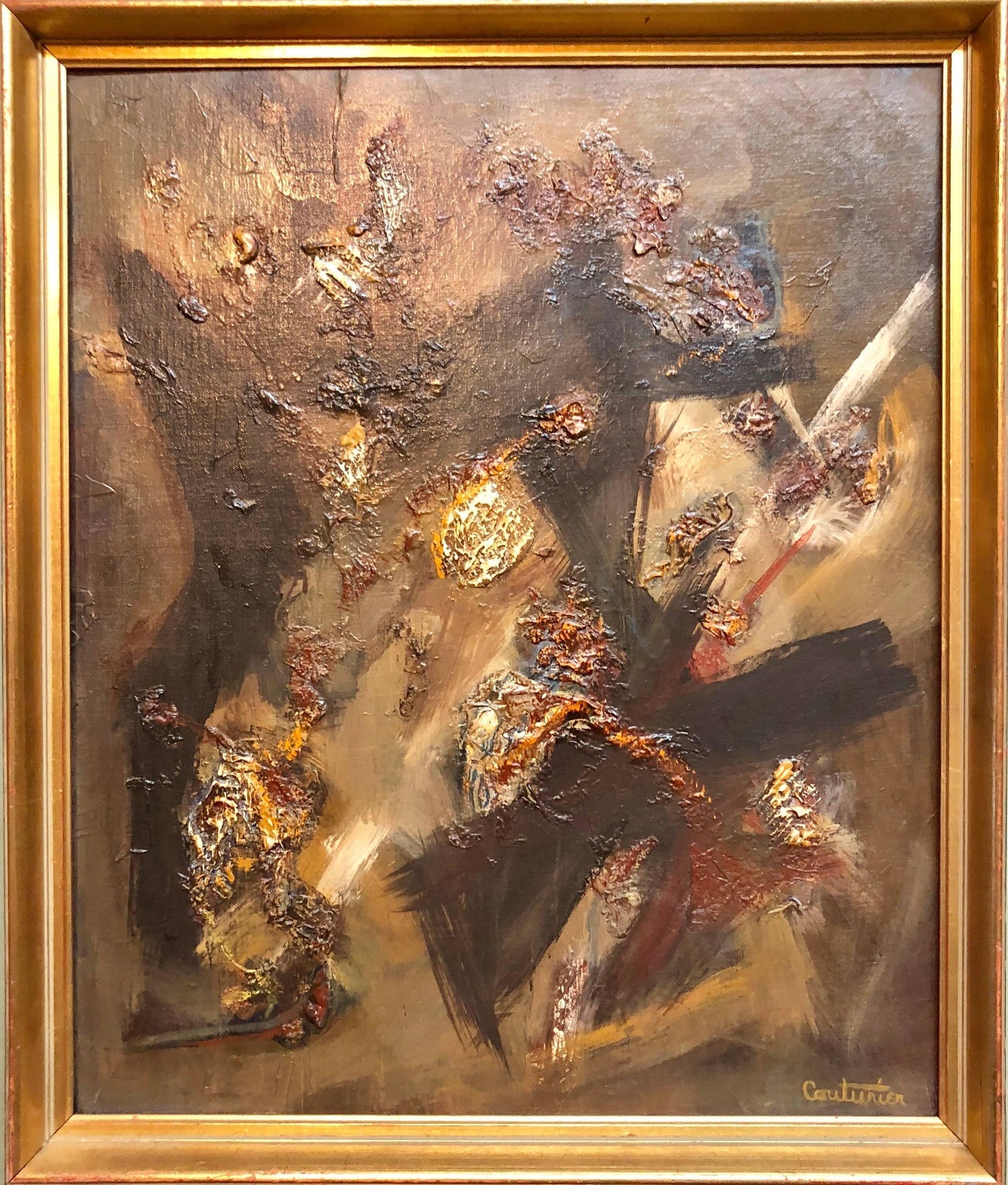 French Gestural Abstract Expressionist Textured Oil Painting