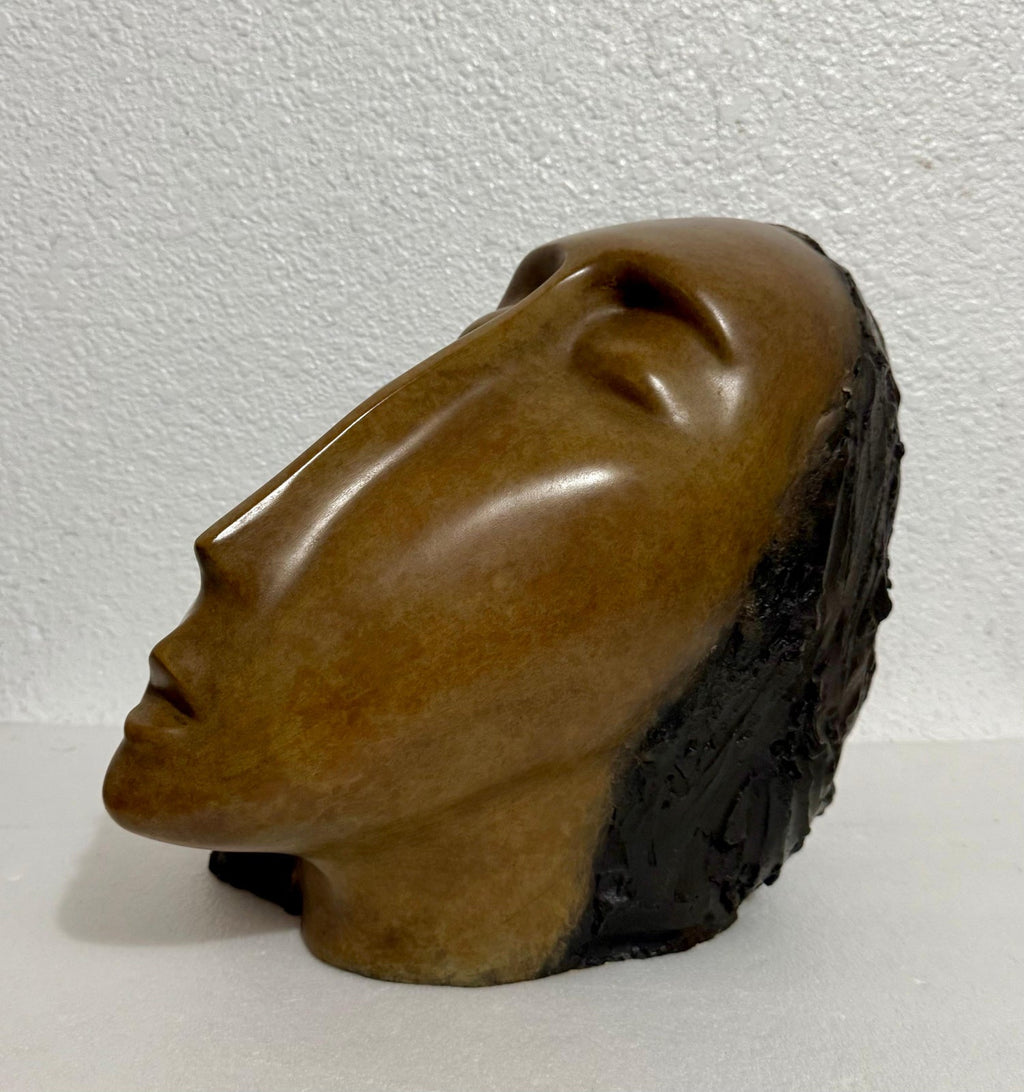 Large Bronze Sculpture Woman Head, After Modigliani, Ruth Bloch Israeli Artist