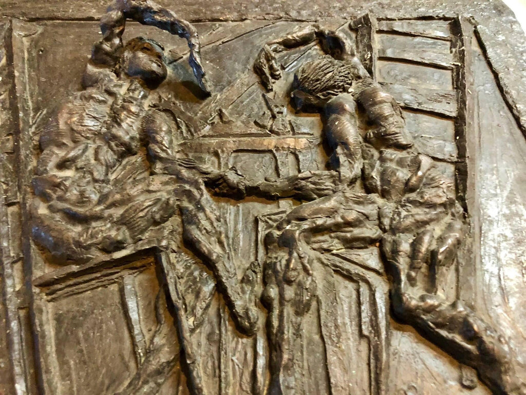 Large Bronze Bas Relief Danse Macabre Expressionist Sculpture Totentantz