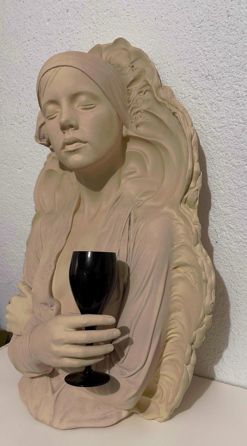 Marc Sijan Hyperrealist Contemporary Plaster Sculpture Woman and Champagne Glass