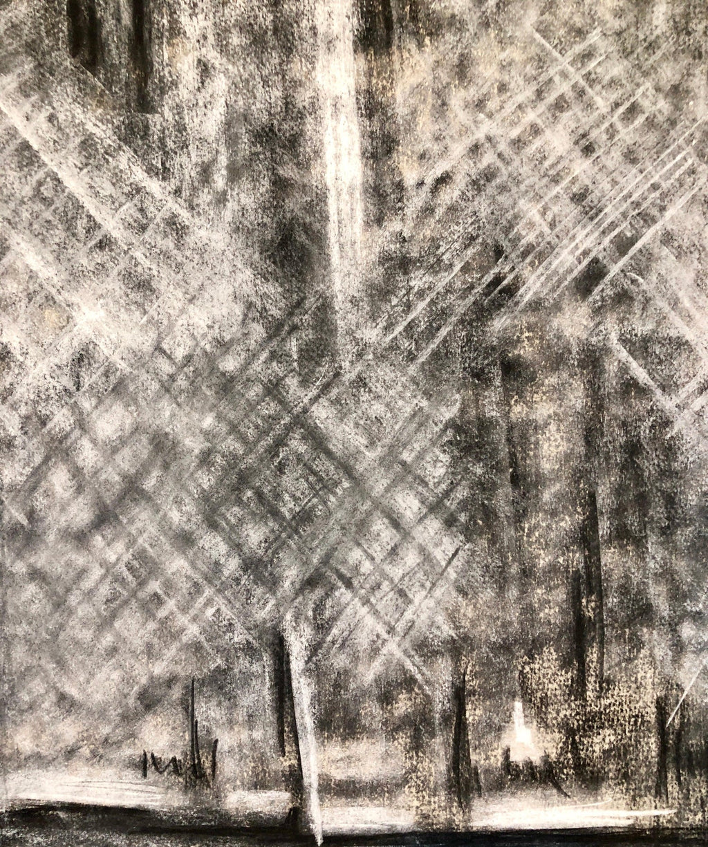 Abstract Gestural Drawing Chalk and Charcoal Drawing, Light Sculpture Artist