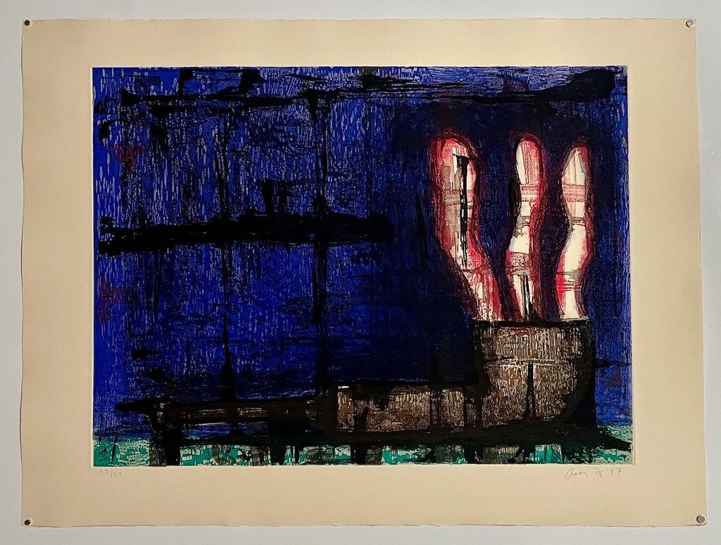 Boston Modernist Color Etching Smoking Pipe Aaron Fink Pop Art Print Americana